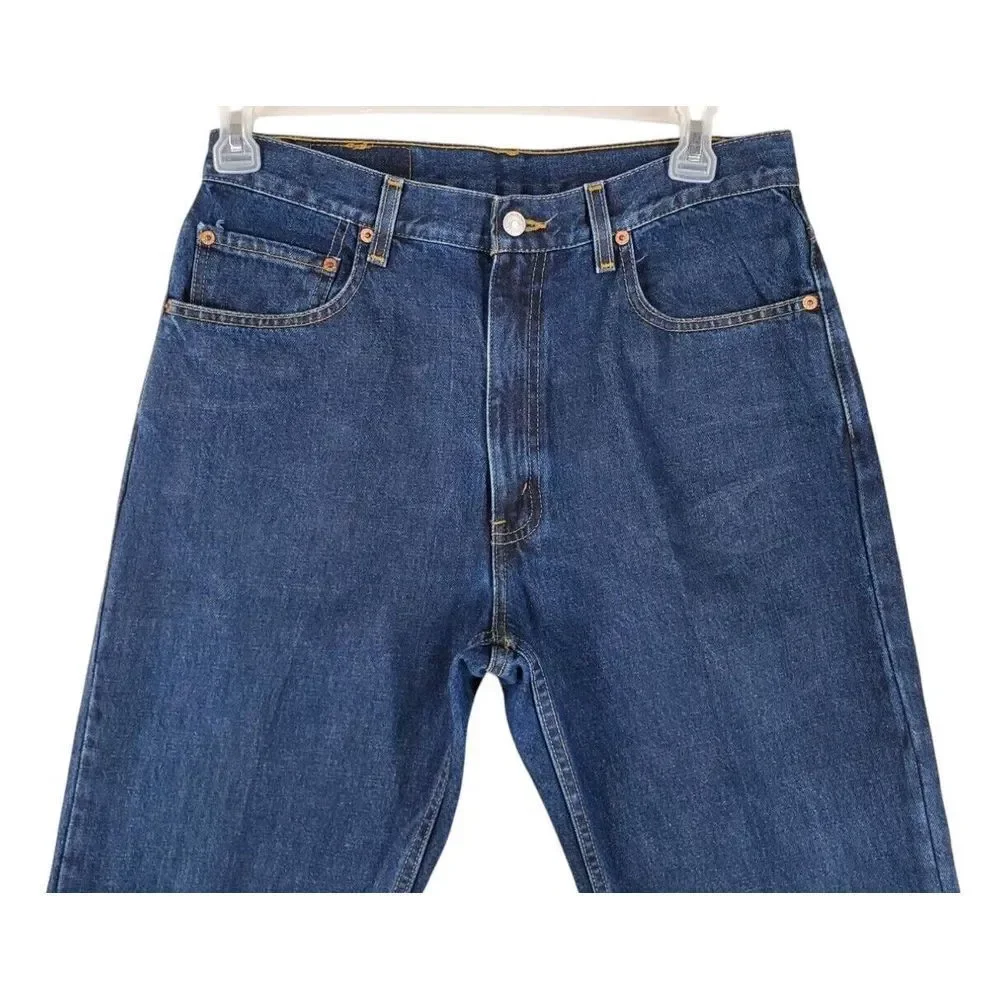 Vtg Y2K Levis 505 Blue Jeans Men 34x32 (32x33) Regular Straight Dark Wash 08/99 - Picture 10 of 13